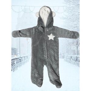 Modern Baby One Piece with Hood & Mittens 3 Months